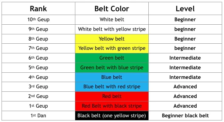 Belt shop progression taekwondo